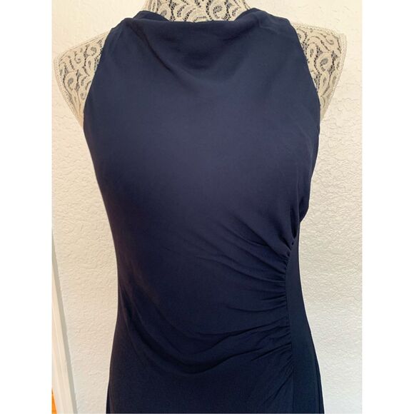 Reformation Senna Draped Neck Georgette Maxi Dress Navy Size 4 - Picture 7 of 12